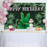 Schwarz Grün Cannabis Blätter Glücklich Geburtstag Hintergrund